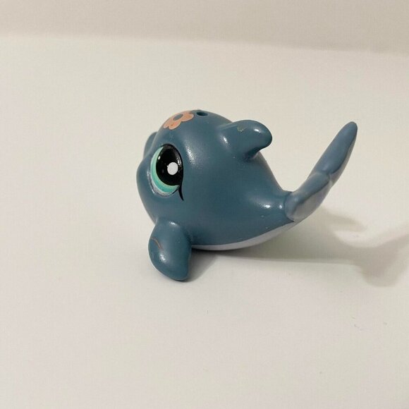Littlest Pet Shop 1603 Blue Dolphin Pink Flower Whale Fish LPS - Picture 5 of 12